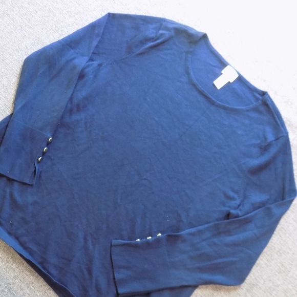 Chico's Sweaters - Chico's Sweater Women 3P Navy Blue Good Gold Button Cuff Rayon Blend Knit